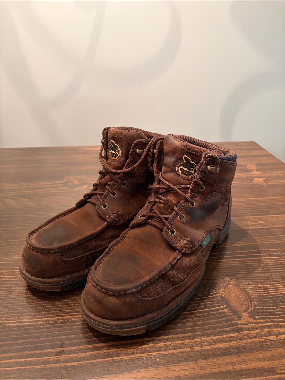 Georgia Boot Brown Leather Moc Toe Work Boots